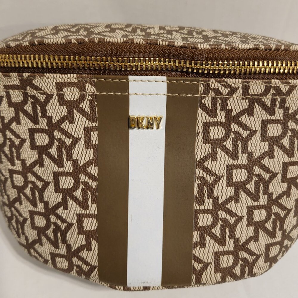 New DKNY Belt Bag – Beige/Taupe Faux Leather, Gold Hardware, L/XL Waist